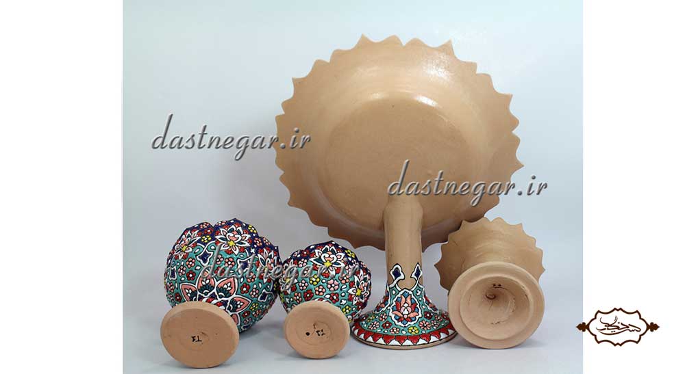 هفت سین میناکاری طرح  نریمان برجسته مینا کاری روی سفال میناکاری ظرف ظروف هفتسین سفره  هفت سین 