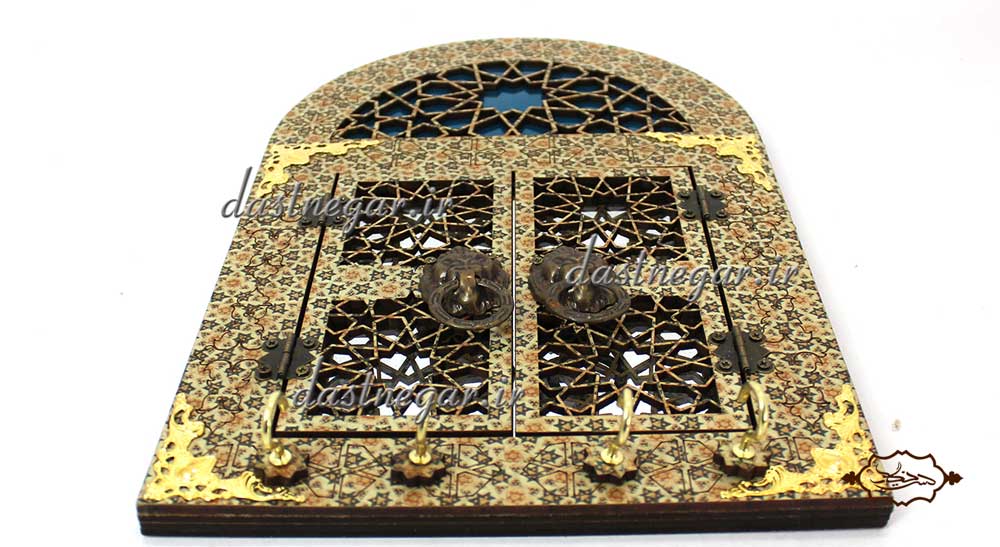 آینه و جاکلیدی طرح گره درب سنتی منزل کاربردیاتاق خواب دم در پذیرایی هنری دکوری دکوراتیو جهیزیه عروس قیمت زیبا جدید فروشی به روز خاص شیک دیواری روی دیوار صنایع دستی طرح درب پنجره سنتی چوبی