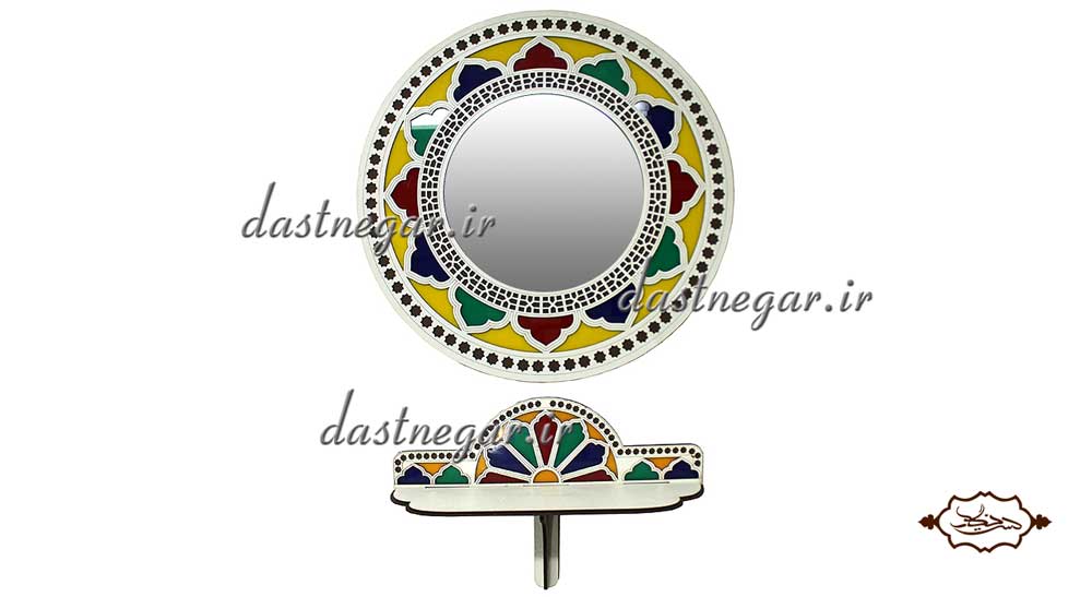 آینه و کنسول طرح اسلیمی منزل کاربردیاتاق خواب دم در پذیرایی هنری دکوری دکوراتیو جهیزیه عروس قیمت زیبا جدید فروشی به روز خاص شیک دیواری روی دیوار صنایع دستی طرح درب پنجره سنتی چوبی