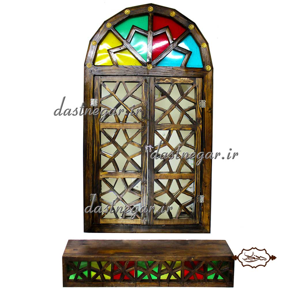 آینه و کنسول دیواری گره چینی کد  216 منزل کاربردیاتاق خواب دم در پذیرایی هنری دکوری دکوراتیو جهیزیه عروس قیمت زیبا جدید فروشی به روز خاص شیک قدی قدنما ایستاده دیواری روی دیوار صنایع دستی دست ساز طرح پنجره طرح سنتی طرح درب سنتی           چوبی