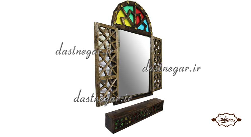 آینه و کنسول دیواری گره چینی کد  216 منزل کاربردیاتاق خواب دم در پذیرایی هنری دکوری دکوراتیو جهیزیه عروس قیمت زیبا جدید فروشی به روز خاص شیک قدی قدنما ایستاده دیواری روی دیوار صنایع دستی دست ساز طرح پنجره طرح سنتی طرح درب سنتی           چوبی
