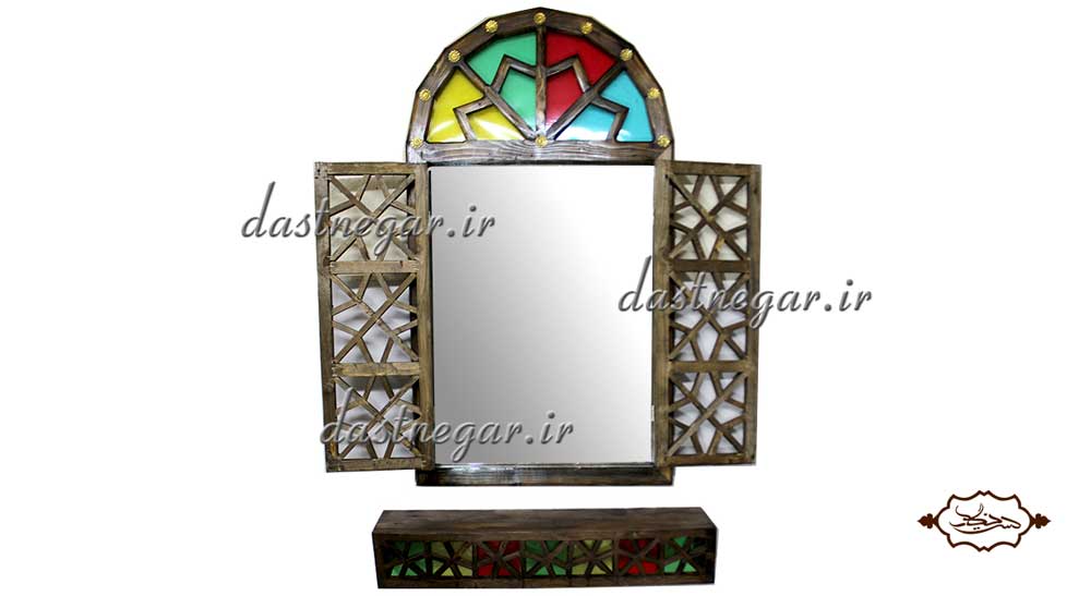 آینه و کنسول دیواری گره چینی کد  216 منزل کاربردیاتاق خواب دم در پذیرایی هنری دکوری دکوراتیو جهیزیه عروس قیمت زیبا جدید فروشی به روز خاص شیک قدی قدنما ایستاده دیواری روی دیوار صنایع دستی دست ساز طرح پنجره طرح سنتی طرح درب سنتی           چوبی