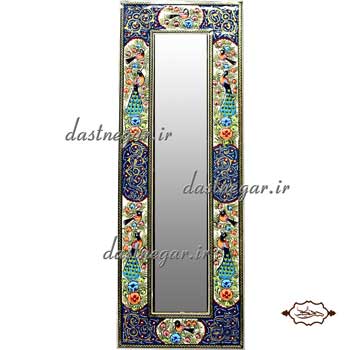 آینه دیواری  خاتم کاری طرح گل و مرغ کد 86