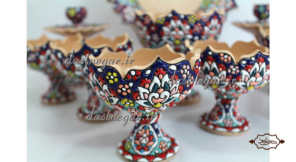 هفت سین میناکاری طرح  نریمان برجسته مینا کاری روی سفال میناکاری ظرف ظروف هفتسین سفره  هفت سین 