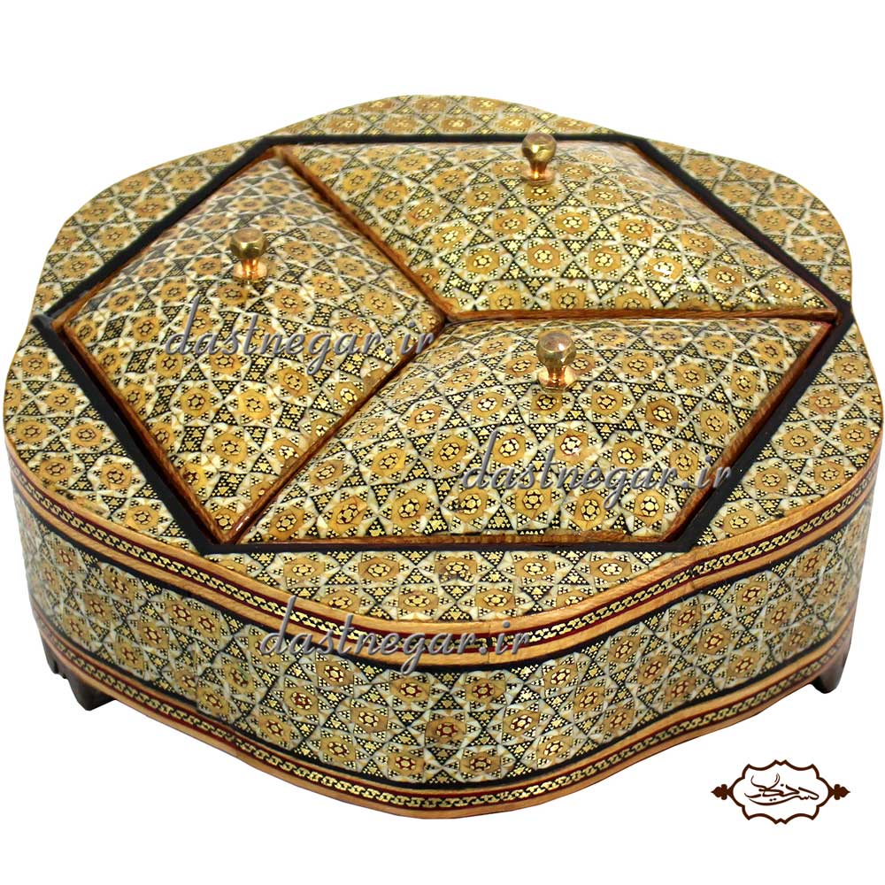 شکلات خوری خاتم کاری طرح 3 درب رومیزی اتاق خواب روی میز سنتی صنایع دستی طرح سنتی چوبی دکوراتیو جهیزیه عروس قیمت زیبا جدید فروشی