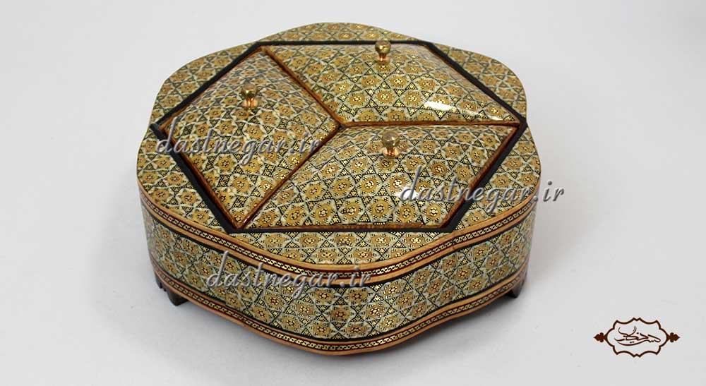شکلات خوری خاتم کاری طرح 3 درب رومیزی اتاق خواب روی میز سنتی صنایع دستی طرح سنتی چوبی دکوراتیو جهیزیه عروس قیمت زیبا جدید فروشی