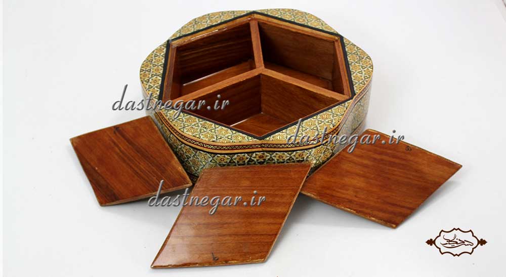 شکلات خوری خاتم کاری طرح 3 درب رومیزی اتاق خواب روی میز سنتی صنایع دستی طرح سنتی چوبی دکوراتیو جهیزیه عروس قیمت زیبا جدید فروشی