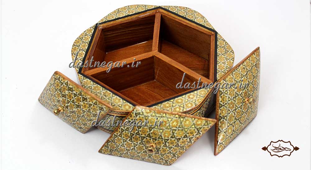 شکلات خوری خاتم کاری طرح 3 درب رومیزی اتاق خواب روی میز سنتی صنایع دستی طرح سنتی چوبی دکوراتیو جهیزیه عروس قیمت زیبا جدید فروشی