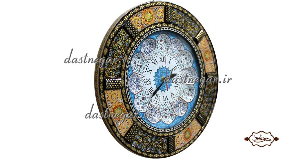 ساعت خاتم کاری طرح گرد کد 94  	تزئینی تزیینی دکوراتیو دکوری جدید به روز خاص هنری زیبا لوکس شیک سنتی عروس جهیزیه پذیرایی اتاق خواب دست ساز صفحه سفید طرح دار عقربه ای عقربه دار صنایع دستی