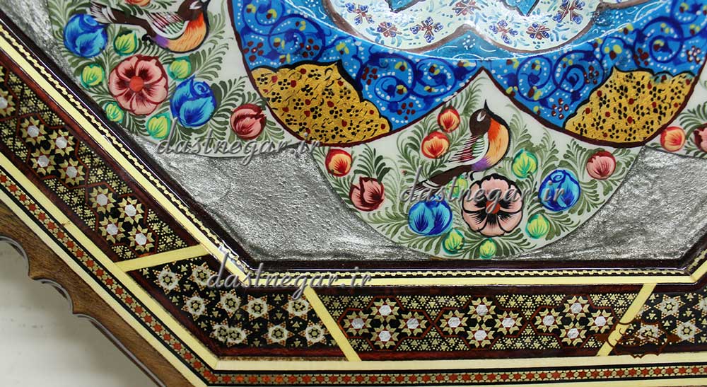 ساعت خاتم کاری طرح 8 ضلعی  	تزئینی تزیینی دکوراتیو دکوری جدید به روز خاص هنری زیبا لوکس شیک سنتی عروس جهیزیه پذیرایی اتاق خواب دست ساز صفحه سفید طرح دار عقربه ای عقربه دار صنایع دستی