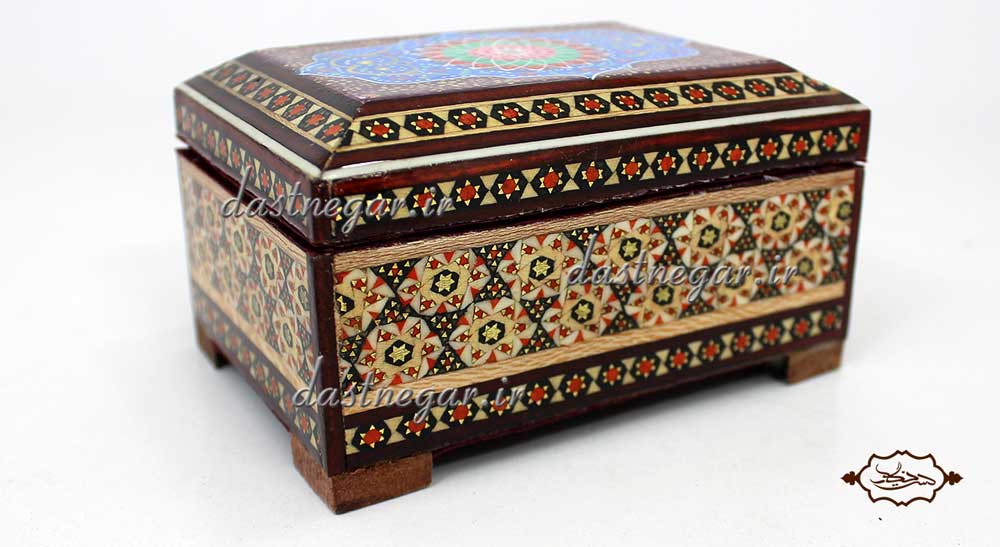 جعبه هدیه خاتم کاری طرح چهار گوش 