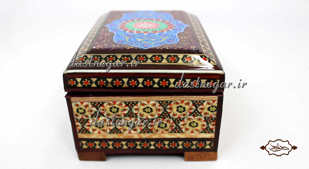 جعبه هدیه خاتم کاری طرح چهار گوش 