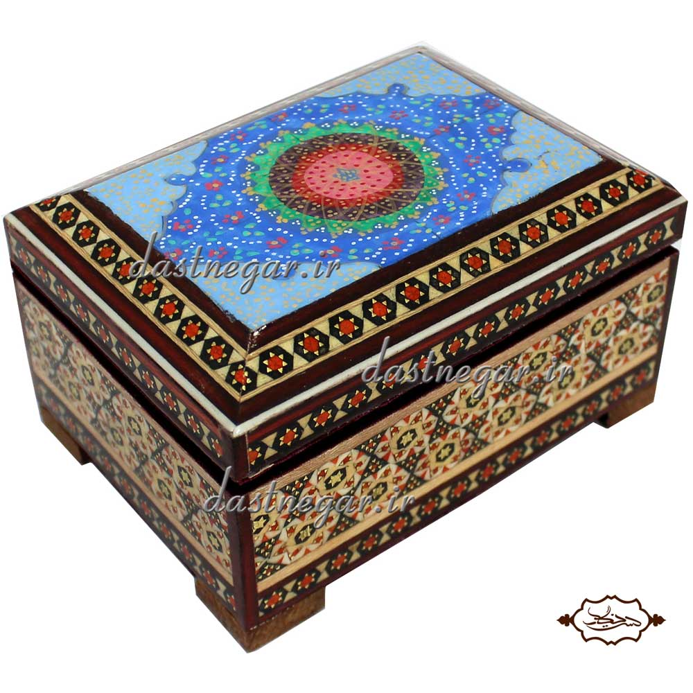 جعبه هدیه خاتم کاری طرح چهار گوش کد 99 