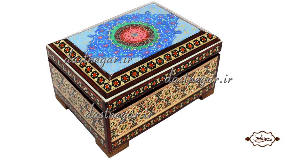 جعبه هدیه خاتم کاری طرح چهار گوش کد 99 