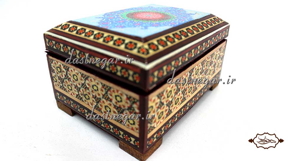 جعبه هدیه خاتم کاری طرح چهار گوش کد 99 