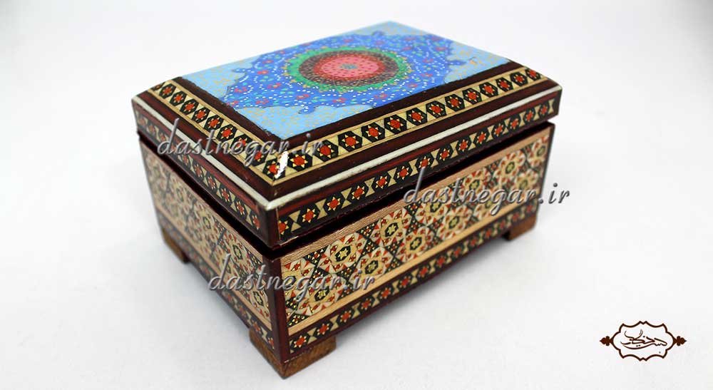 جعبه هدیه خاتم کاری طرح چهار گوش کد 99 