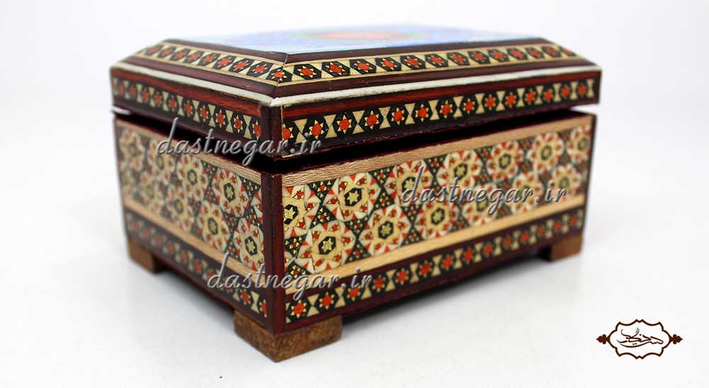 جعبه هدیه خاتم کاری طرح چهار گوش کد 99 