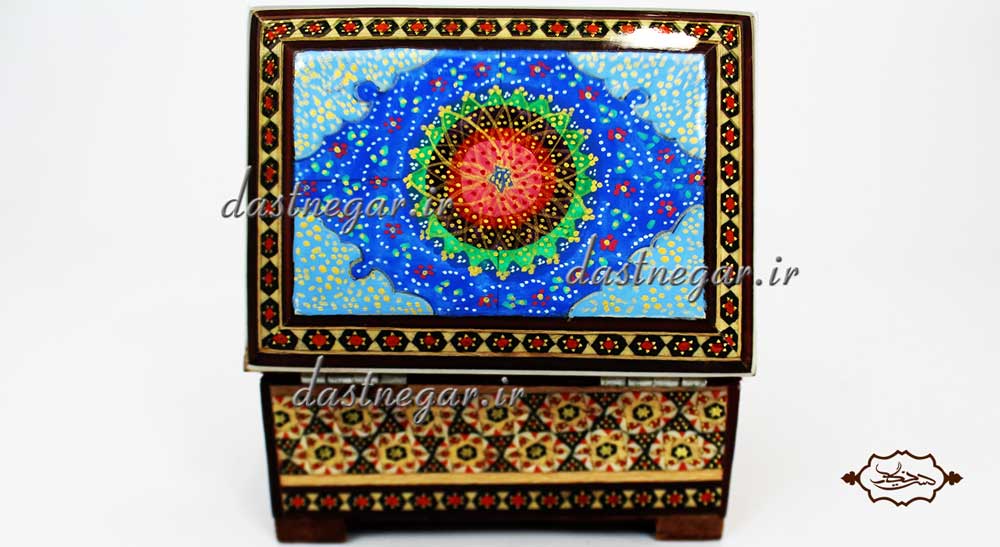 جعبه هدیه خاتم کاری طرح چهار گوش کد 99 