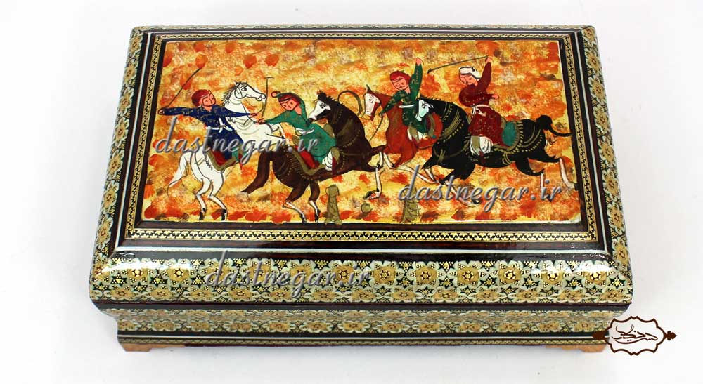 جعبه جواهرات خاتم کاری طرح چهار گوش کد 100 