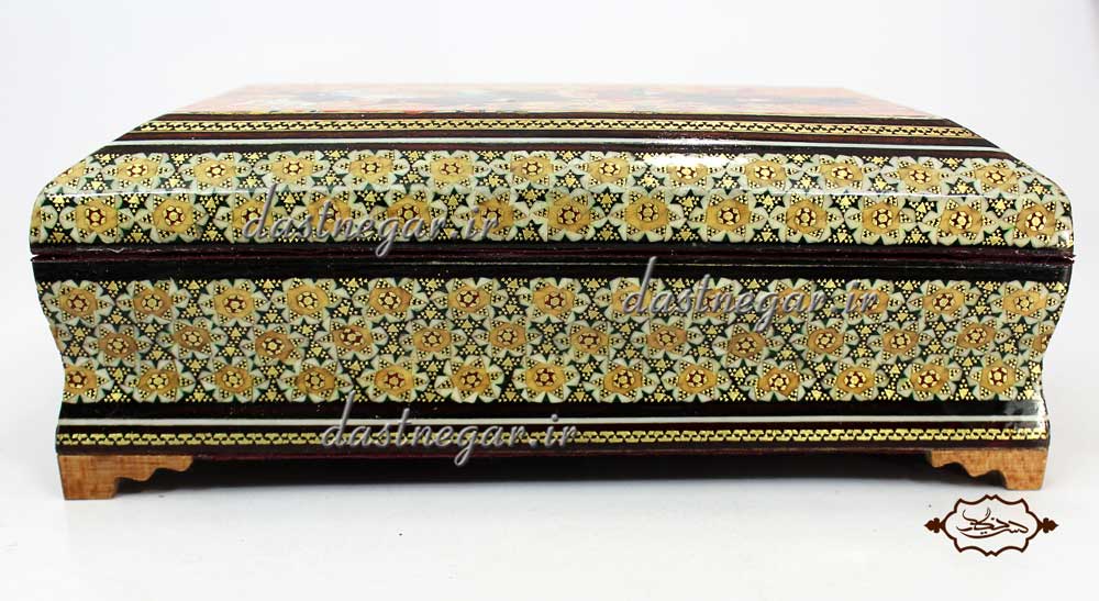 جعبه جواهرات خاتم کاری طرح چهار گوش کد 100 