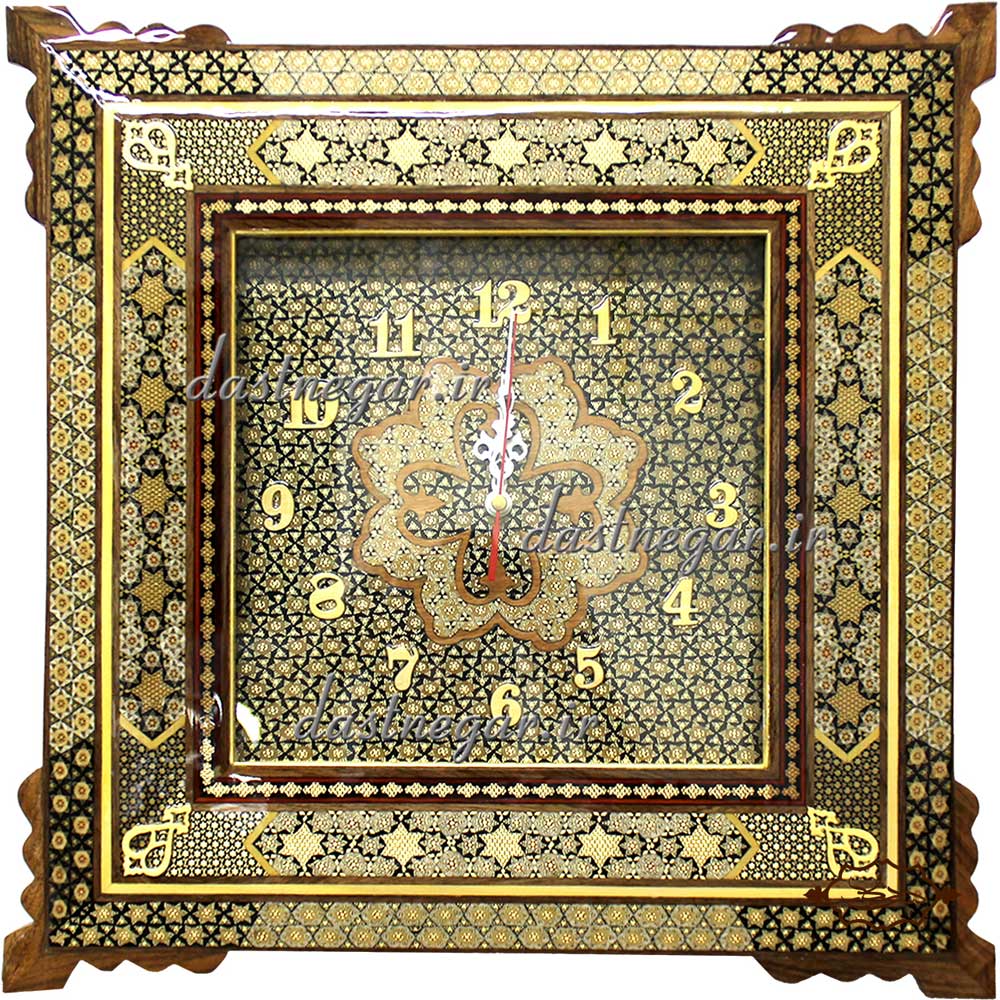 ساعت خاتم کاری طرح چهار گوش کد 102  	تزئینی تزیینی دکوراتیو دکوری جدید به روز خاص هنری زیبا لوکس شیک سنتی عروس جهیزیه پذیرایی اتاق خواب دست ساز صفحه سفید طرح دار عقربه ای عقربه دار صنایع دستی
