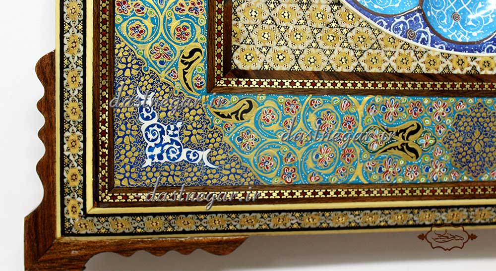 ساعت خاتم کاری طرح چهار گوش کد 103  	تزئینی تزیینی دکوراتیو دکوری جدید به روز خاص هنری زیبا لوکس شیک سنتی عروس جهیزیه پذیرایی اتاق خواب دست ساز صفحه سفید طرح دار عقربه ای عقربه دار صنایع دستی