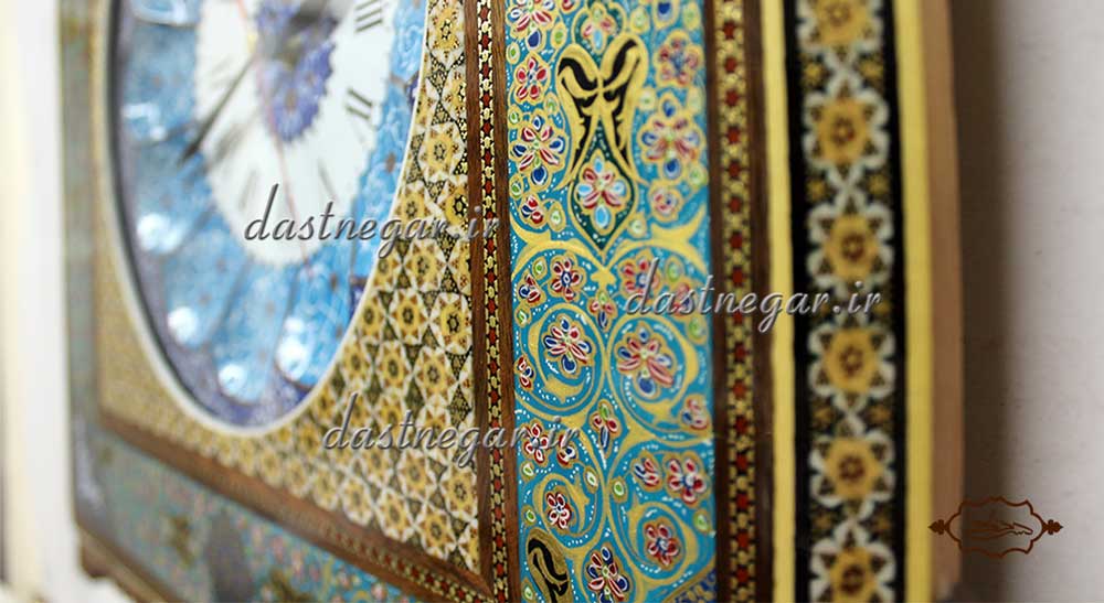 ساعت خاتم کاری طرح چهار گوش کد 103  	تزئینی تزیینی دکوراتیو دکوری جدید به روز خاص هنری زیبا لوکس شیک سنتی عروس جهیزیه پذیرایی اتاق خواب دست ساز صفحه سفید طرح دار عقربه ای عقربه دار صنایع دستی