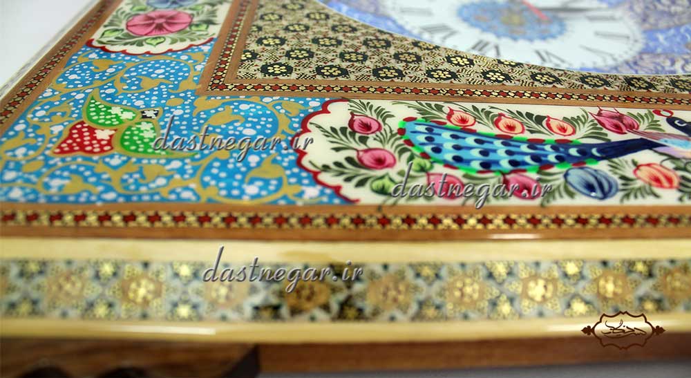 ساعت خاتم کاری طرح چهار گوش کد 104  	تزئینی تزیینی دکوراتیو دکوری جدید به روز خاص هنری زیبا لوکس شیک سنتی عروس جهیزیه پذیرایی اتاق خواب دست ساز صفحه سفید طرح دار عقربه ای عقربه دار صنایع دستی