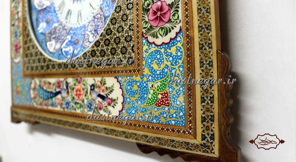 ساعت خاتم کاری طرح چهار گوش کد 104  	تزئینی تزیینی دکوراتیو دکوری جدید به روز خاص هنری زیبا لوکس شیک سنتی عروس جهیزیه پذیرایی اتاق خواب دست ساز صفحه سفید طرح دار عقربه ای عقربه دار صنایع دستی