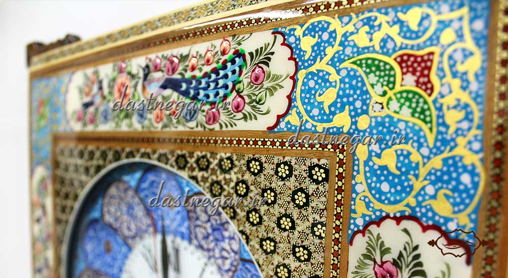 ساعت خاتم کاری طرح چهار گوش کد 104  	تزئینی تزیینی دکوراتیو دکوری جدید به روز خاص هنری زیبا لوکس شیک سنتی عروس جهیزیه پذیرایی اتاق خواب دست ساز صفحه سفید طرح دار عقربه ای عقربه دار صنایع دستی