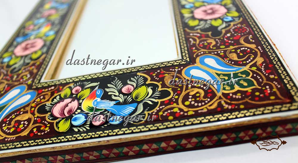 آینه دیواری خاتم کاری کد 111 رومیزی اتاق خواب روی میز سنتی صنایع دستی طرح سنتی چوبی دکوراتیو جهیزیه عروس قیمت زیبا جدید فروشی