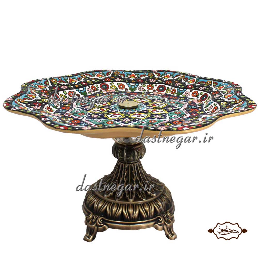 میوه خوری میناکاری کد 236 تزئینی تزیینی دکوراتیو دکوری جدید به روز خاص هنری زیبا مدرن سلطنتی لوکس شیک سنتی لاکچری عروس جهیزیه دو طبقه ظرف پایه دار رومیزی گود سفید رنگی چینی