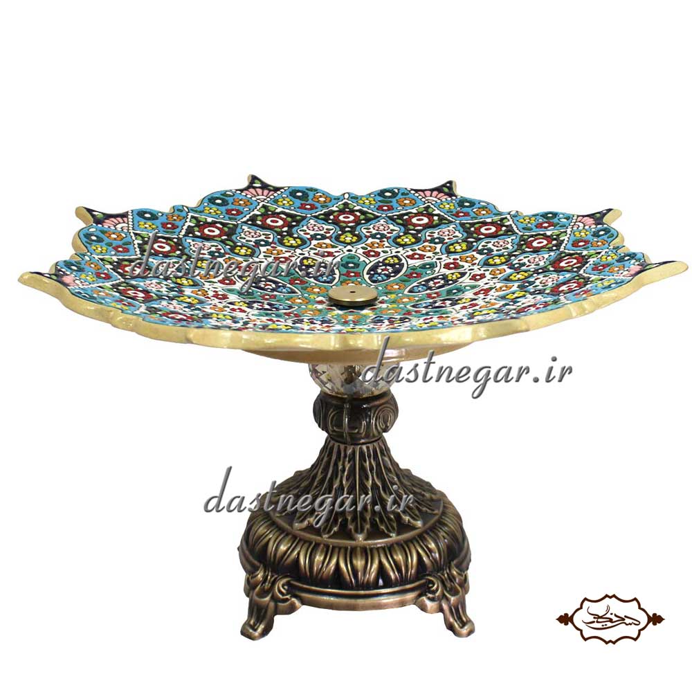 میوه خوری میناکاری کد 237 تزئینی تزیینی دکوراتیو دکوری جدید به روز خاص هنری زیبا مدرن سلطنتی لوکس شیک سنتی لاکچری عروس جهیزیه دو طبقه ظرف پایه دار رومیزی گود سفید رنگی چینی