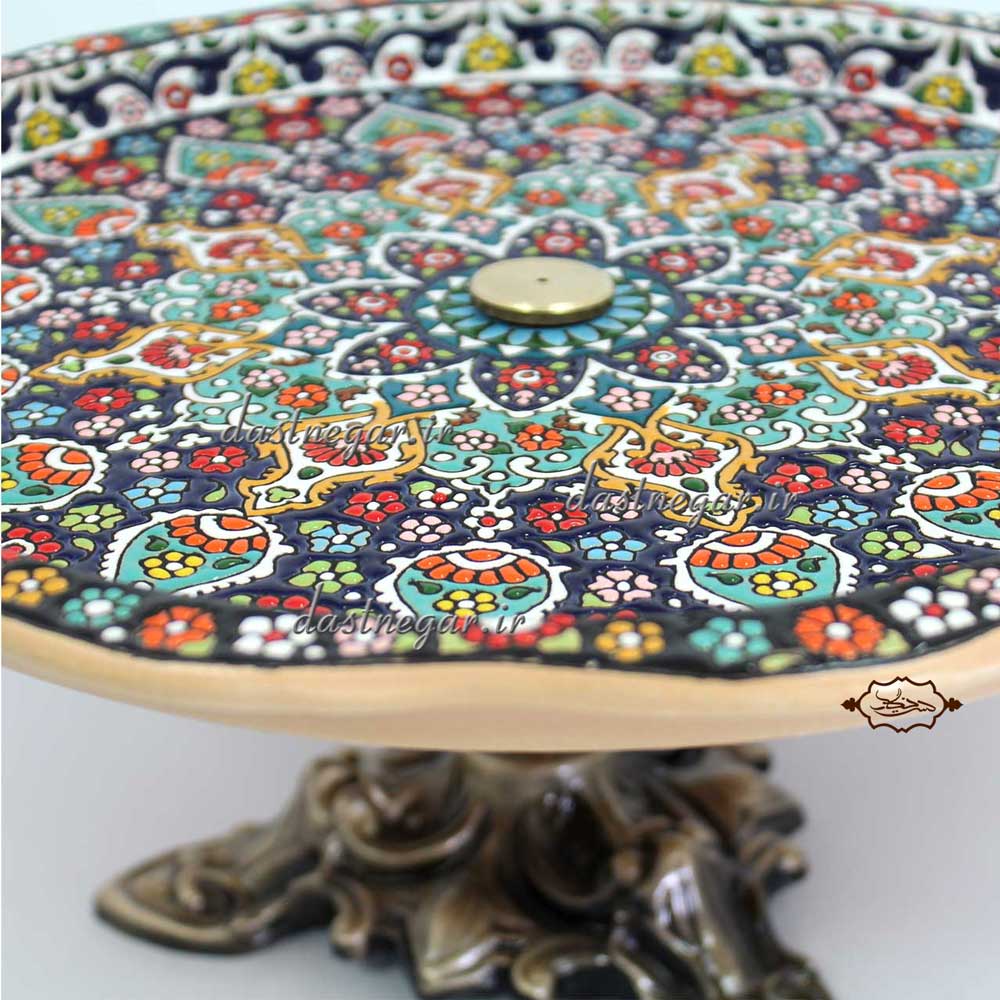 میوه خوری میناکاری کد 238 تزئینی تزیینی دکوراتیو دکوری جدید به روز خاص هنری زیبا مدرن سلطنتی لوکس شیک سنتی لاکچری عروس جهیزیه دو طبقه ظرف پایه دار رومیزی گود سفید رنگی چینی