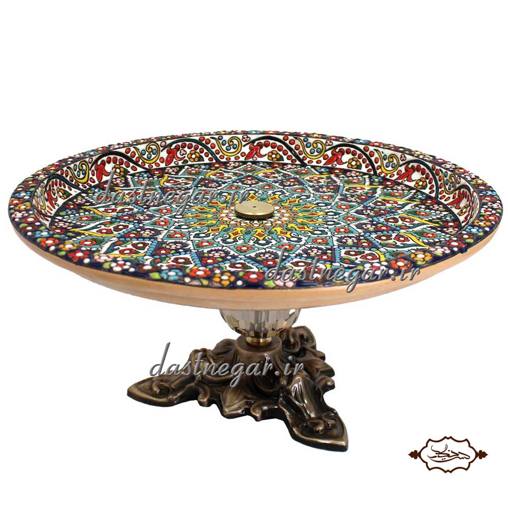 میوه خوری میناکاری کد 239 تزئینی تزیینی دکوراتیو دکوری جدید به روز خاص هنری زیبا مدرن سلطنتی لوکس شیک سنتی  لاکچری عروس جهیزیه دو طبقه ظرف پایه دار رومیزی گود سفید رنگی چینی