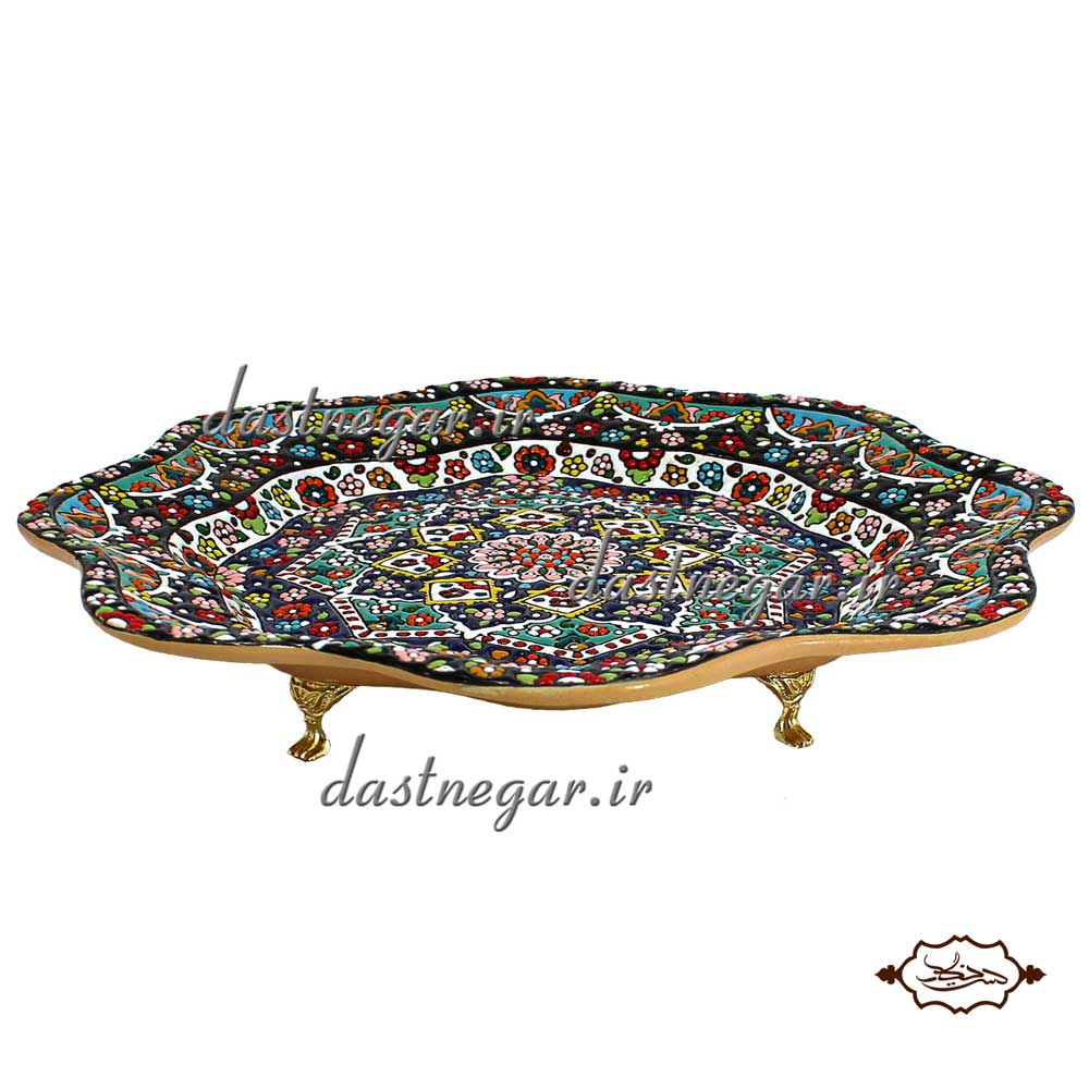 سینی میناکاری کد 266 برجسته مینا کاری روی سفال میناکاری ظرف ظروف