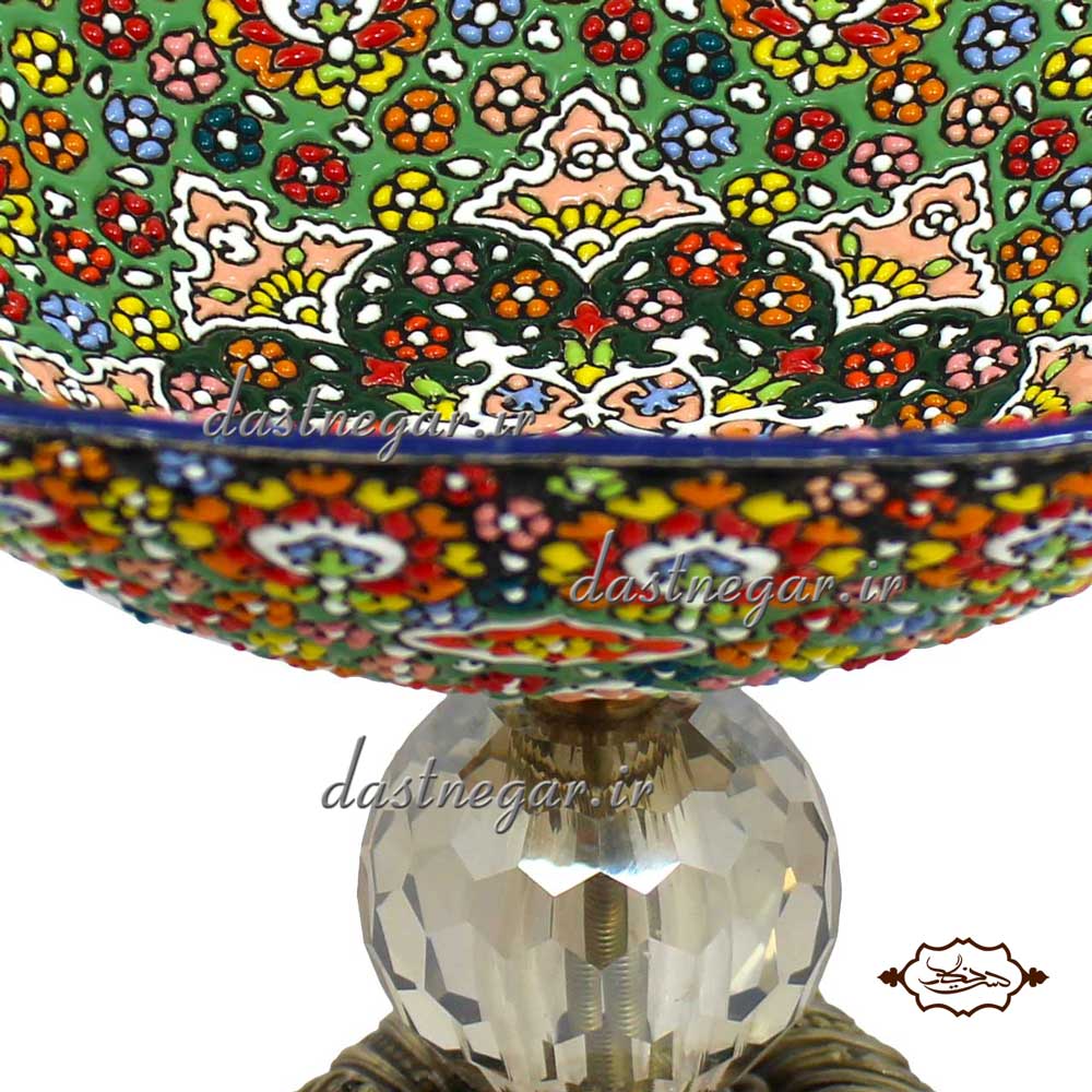 آجیل خوری میناکاری پایه دار کد 271 برجسته مینا کاری روی سفال میناکاری ظرف ظروف