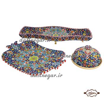 ست پذیرایی 3 پارچه میناکاری پایه دار کد 272 