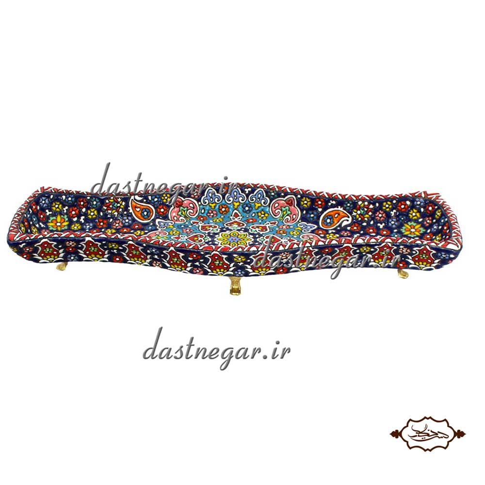 شیرینی خوری میناکاری پایه دار کد 273 برجسته مینا کاری روی سفال میناکاری ظرف ظروف