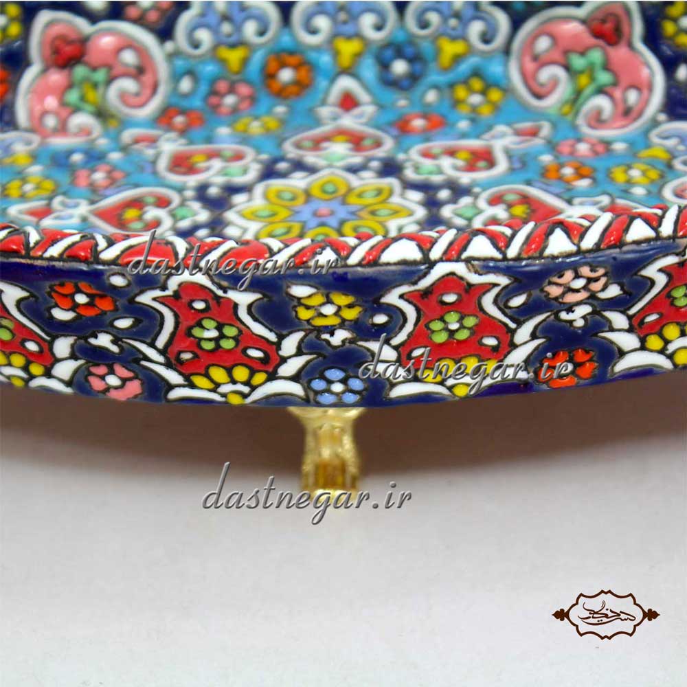 شیرینی خوری میناکاری پایه دار کد 273 برجسته مینا کاری روی سفال میناکاری ظرف ظروف