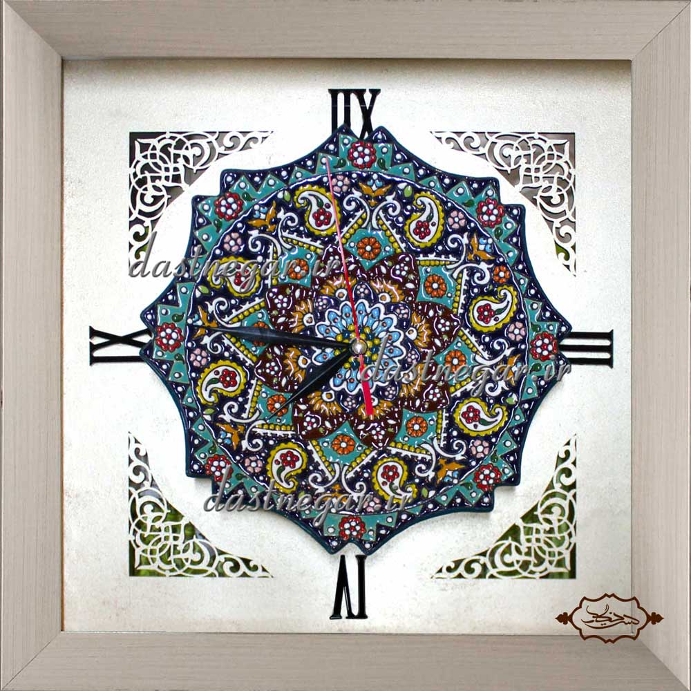 ساعت میناکاری کد 294 تزئینی تزیینی دکوراتیو دکوری جدید به روز خاص هنری زیبا مدرن سلطنتی لوکس شیک کلاسیک لاکچری عروس جهیزیه  اتاق خواب  پذیرایی منزل خانه  راهرو دست ساز