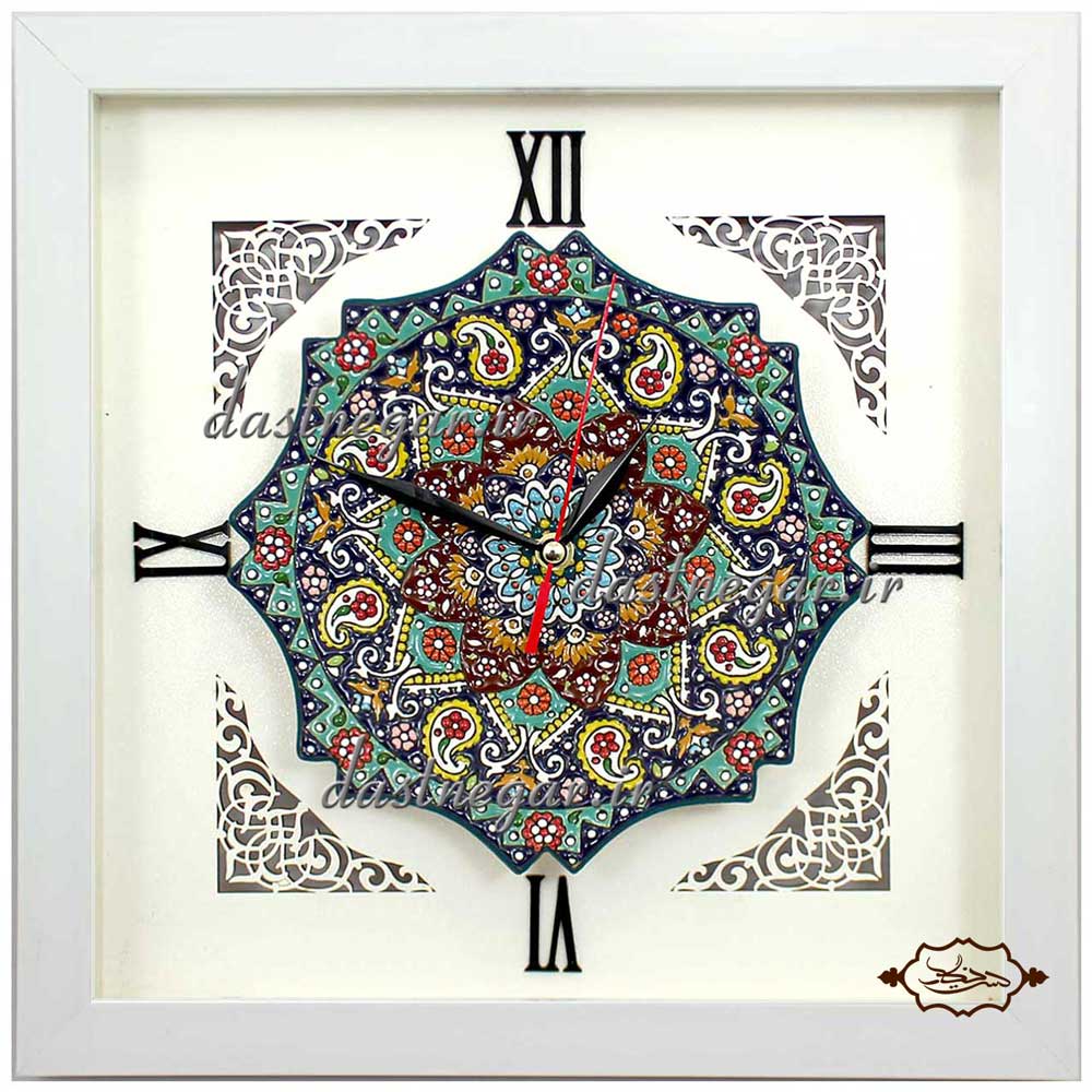 ساعت میناکاری کد 295 تزئینی تزیینی دکوراتیو دکوری جدید به روز خاص هنری زیبا مدرن سلطنتی لوکس شیک کلاسیک لاکچری عروس جهیزیه  اتاق خواب  پذیرایی منزل خانه  راهرو دست ساز