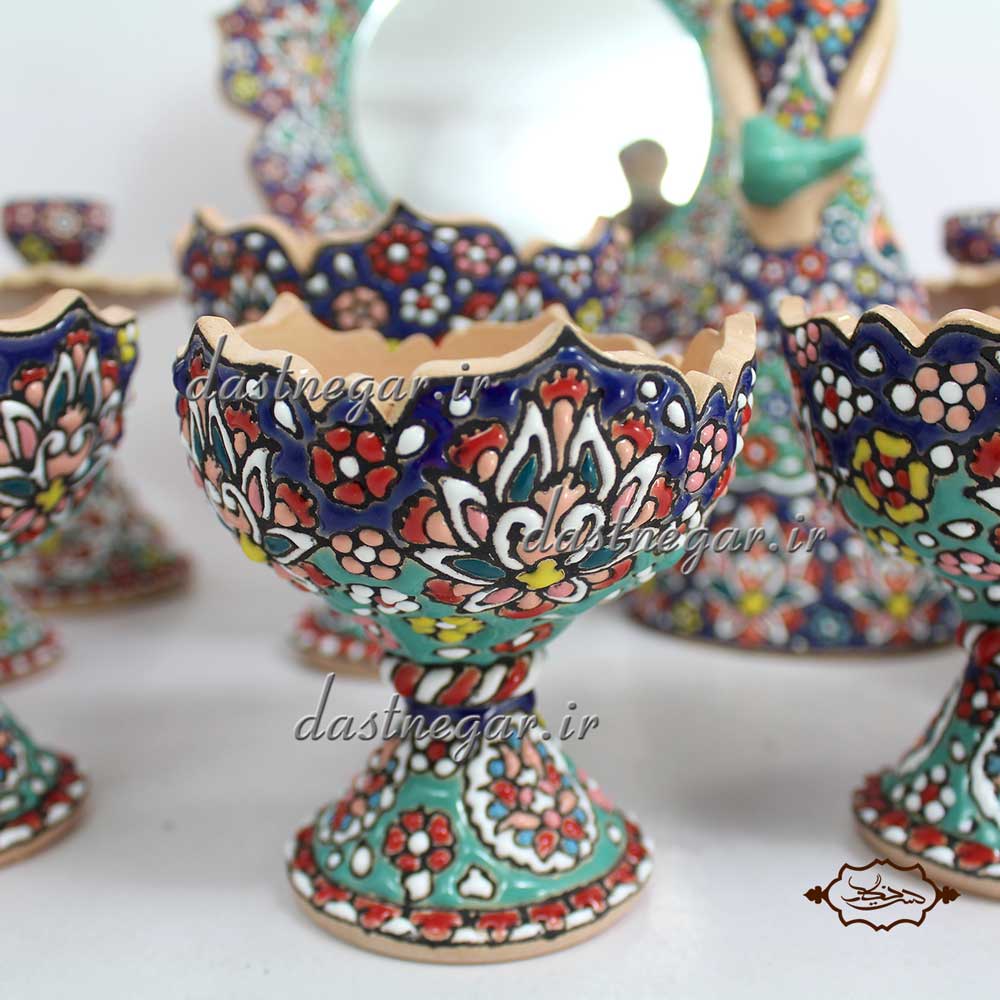 ظروف هفت سین میناکاری طرح نریمان  سفال میناکاری هفتسین سفره