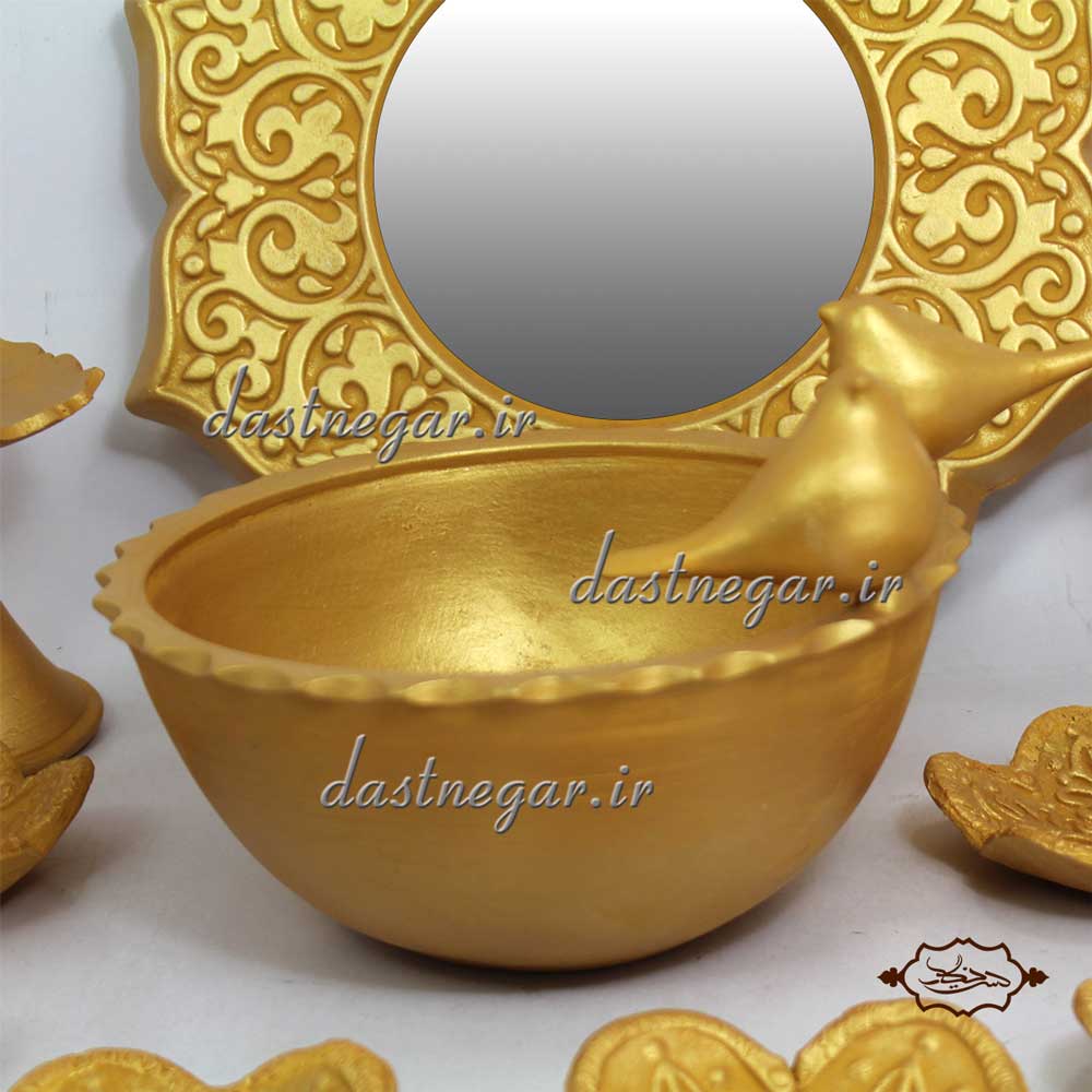 ظروف هفت سین طرح نخل 10 پارچه طلایی هفتسین سفره