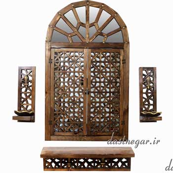 آینه و کنسول و ۲عدد جاشمعی طرح گره چینی