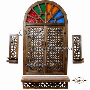آینه و کنسول و ۲عدد جاشمعی طرح گره چینی