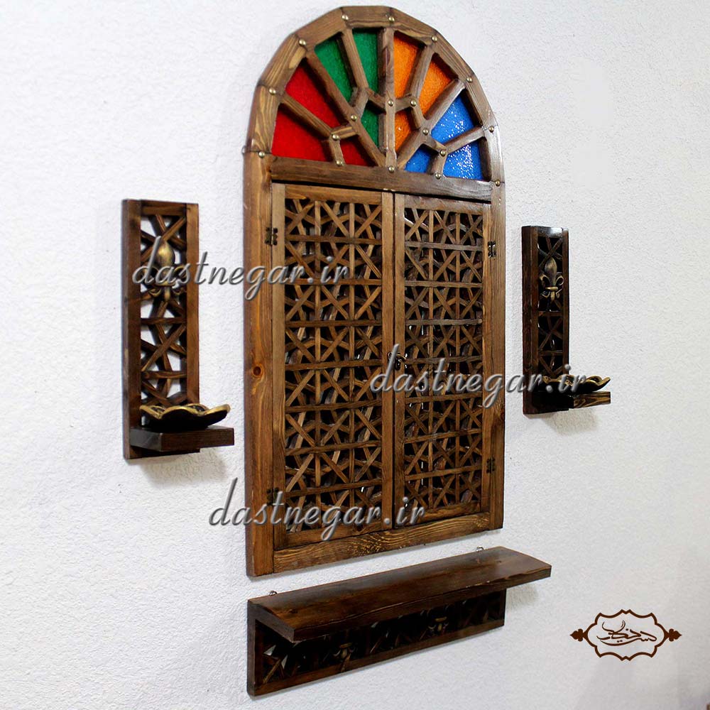 آینه و کنسول و ۲عدد جاشمعی طرح گره چینی 