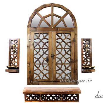 آینه و کنسول و ۲عدد جاشمعی طرح گره چینی