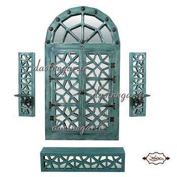 ست آینه و کنسول و شمعدان طرح گره چینی