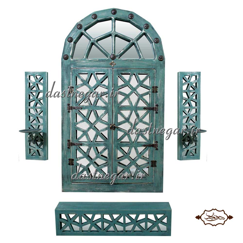 ست آینه و کنسول و شمعدان طرح گره چینی 